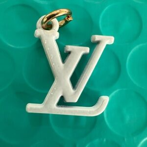 Louis Vuitton White and Gold Monogram Charm
